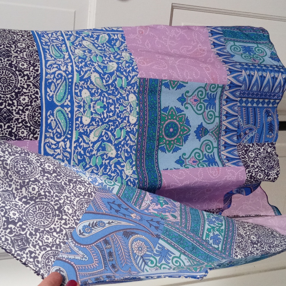 🆕️ 💜HTF Alice & Trixie💜 - Blue/Purple Floral Faux Wrap Halter Neck Silk Dress - Picture 9 of 14